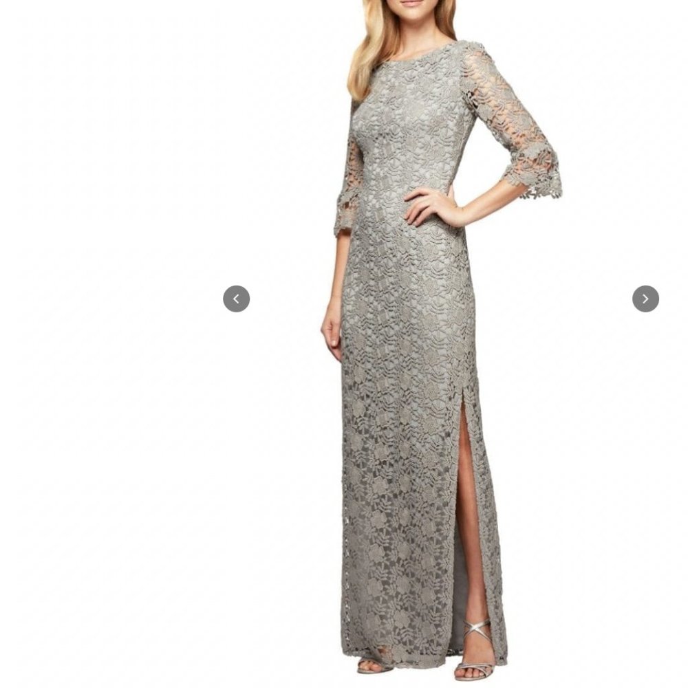 NWT Long Sheath Gown Dress Lace Godet Detail Mother of the Bride 12